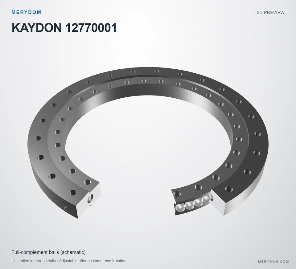 3D model preview of the MERYDOM replacement slewing bearing for KAYDON 12770001.