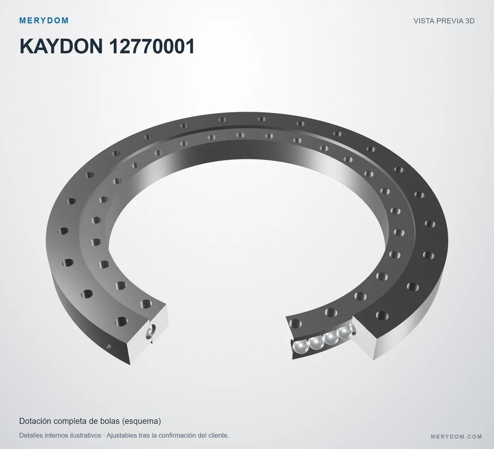Vista previa del modelo 3D de la corona de giro de sustitución MERYDOM para KAYDON 12770001.