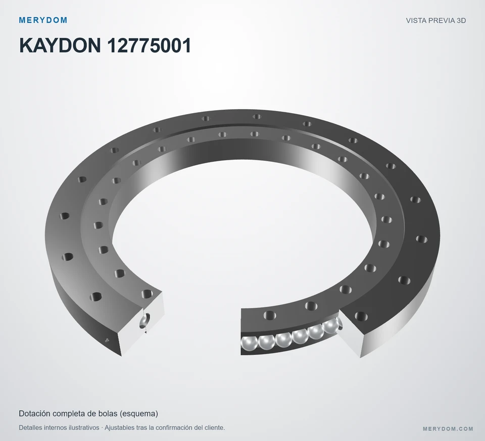 Vista previa del modelo 3D de la corona de giro de sustitución MERYDOM para KAYDON 12775001.