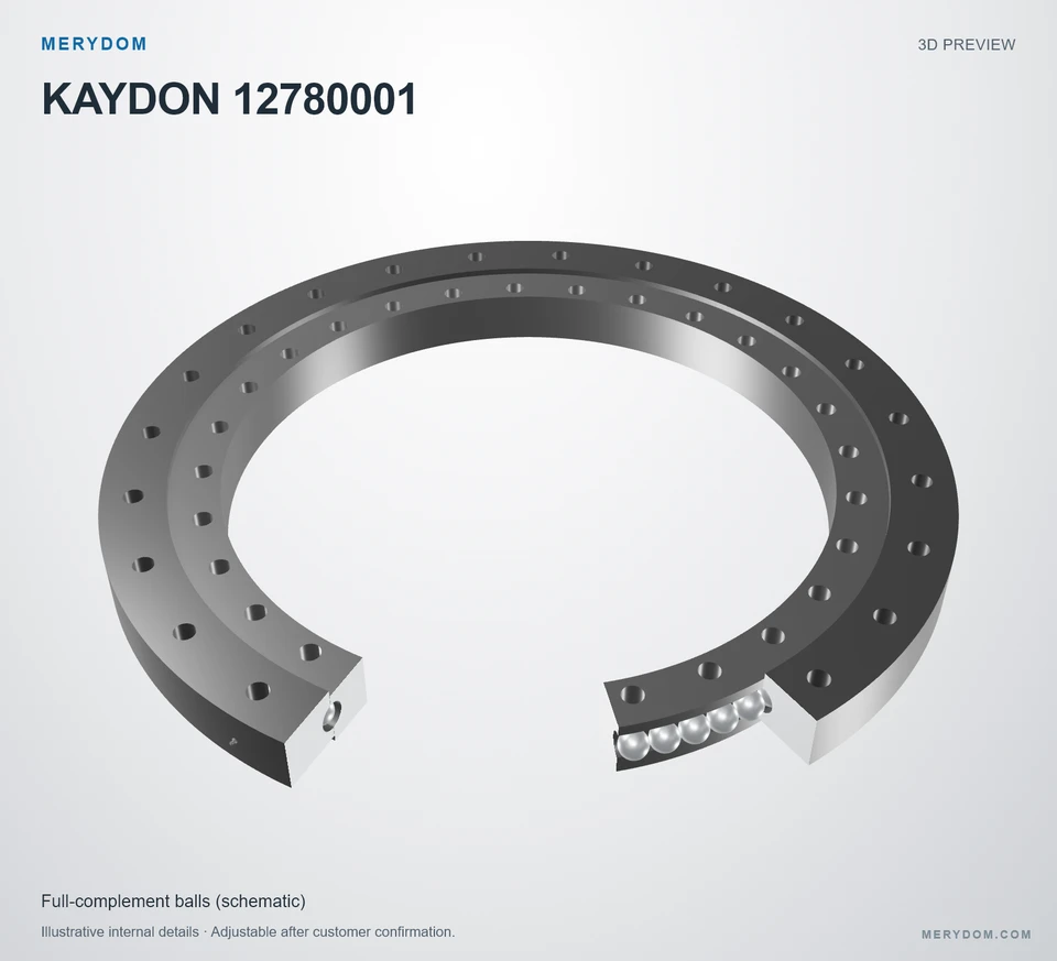 3D model preview of the MERYDOM replacement slewing bearing for KAYDON 12780001.