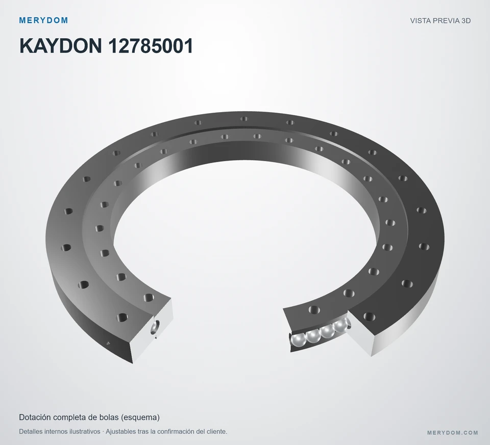 Vista previa del modelo 3D de la corona de giro de sustitución MERYDOM para KAYDON 12785001.