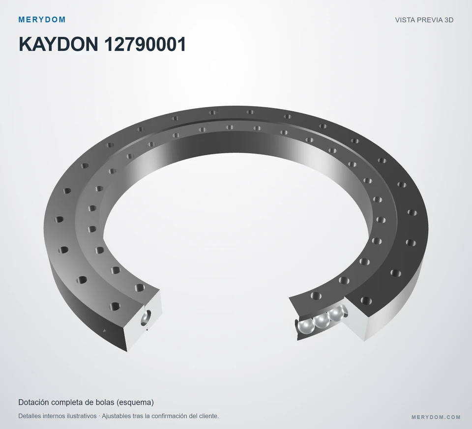 Vista previa del modelo 3D de la corona de giro de sustitución MERYDOM para KAYDON 12790001.