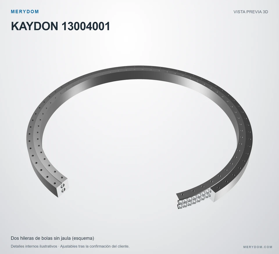 Vista previa del modelo 3D de la corona de giro de sustitución MERYDOM para KAYDON 13004001.