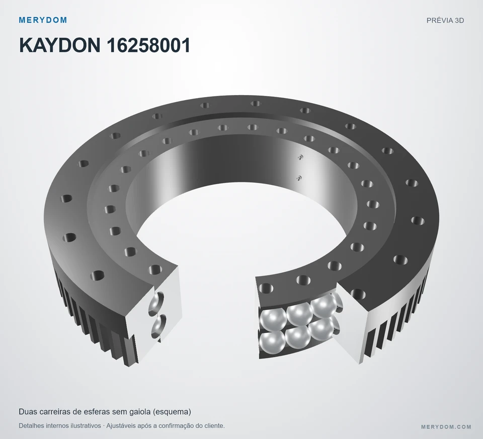 Prévia do modelo 3D do rolamento de giro de substituição MERYDOM para KAYDON 16258001.