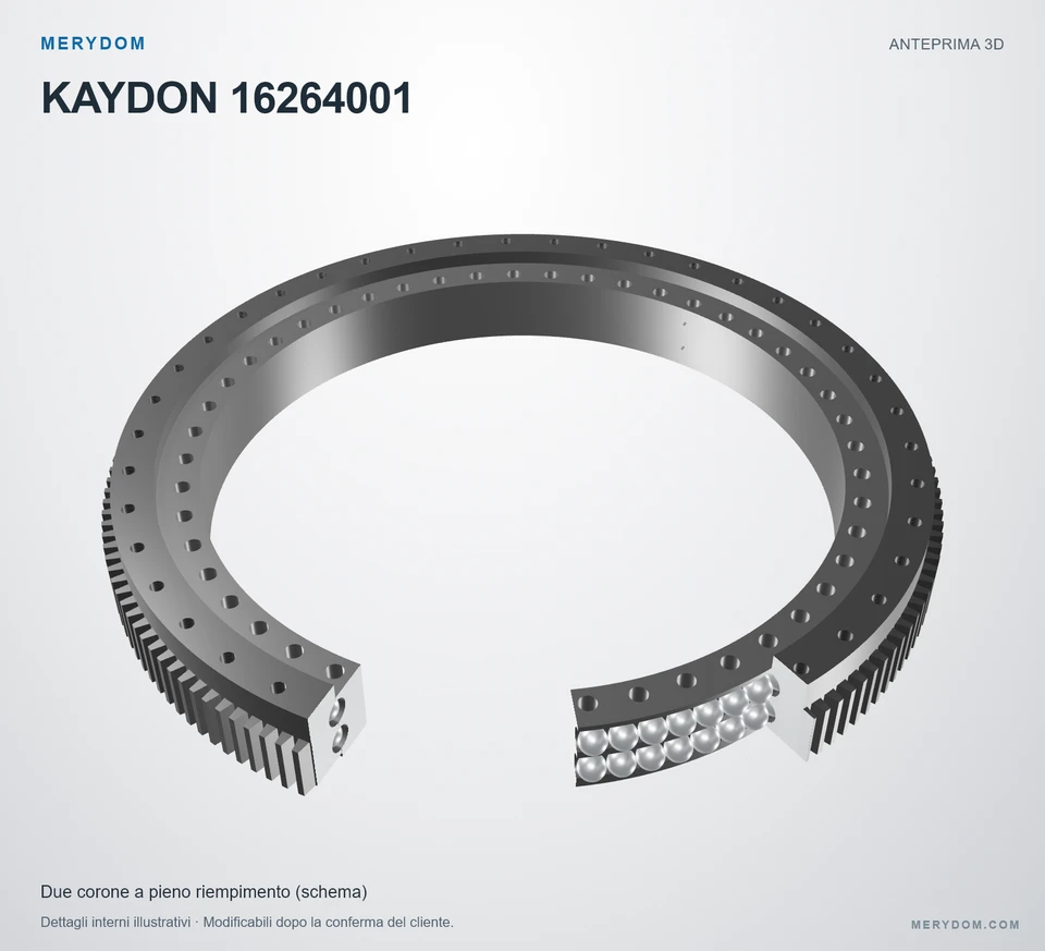 Anteprima del modello 3D del cuscinetto di rotazione sostitutivo MERYDOM per KAYDON 16264001.
