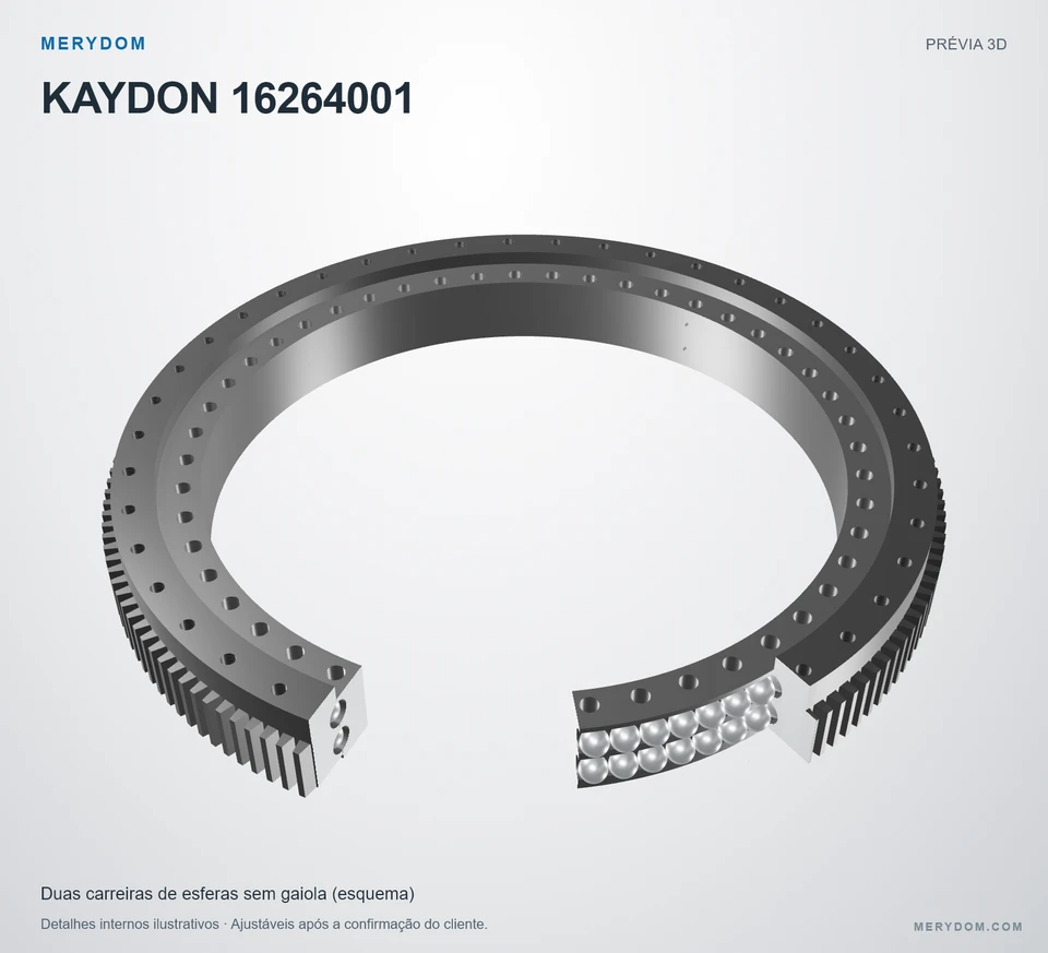 Prévia do modelo 3D do rolamento de giro de substituição MERYDOM para KAYDON 16264001.