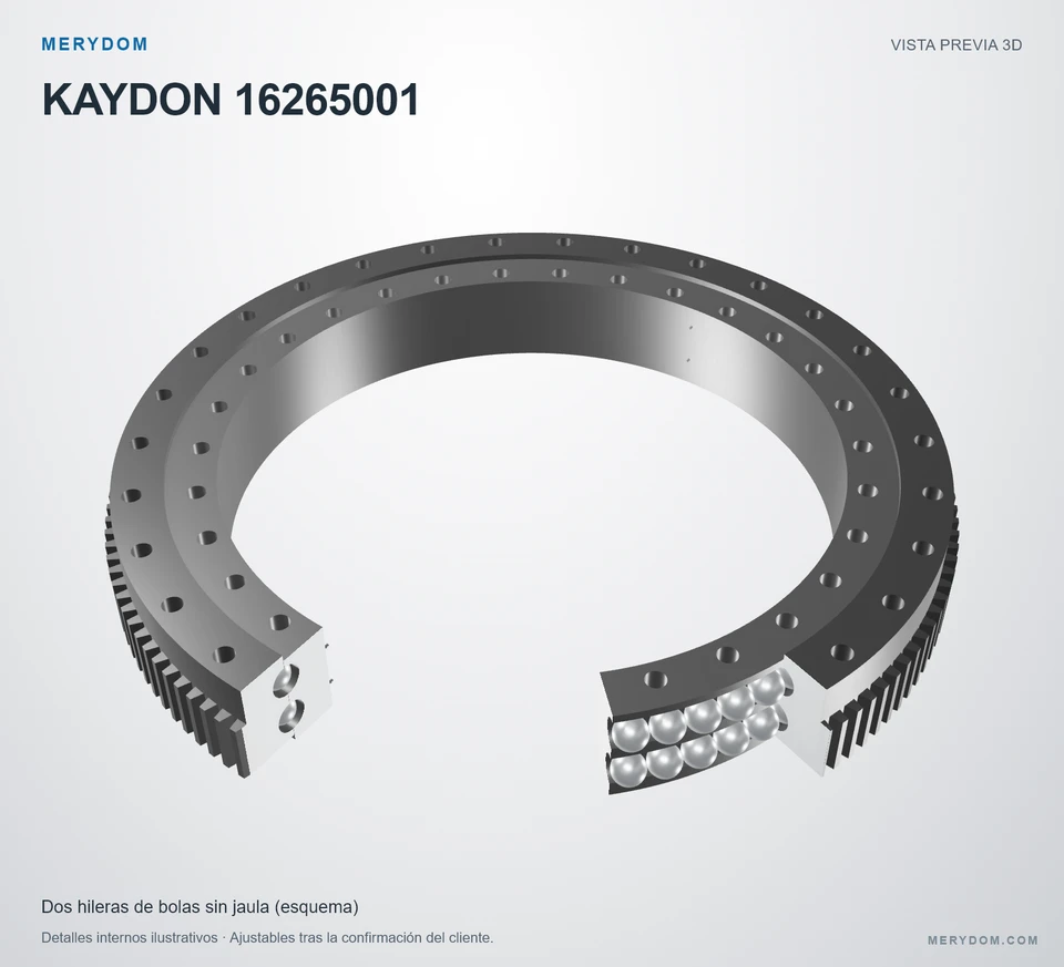 Vista previa del modelo 3D de la corona de giro de sustitución MERYDOM para KAYDON 16265001.
