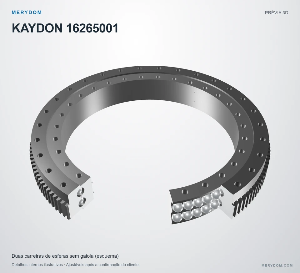 Prévia do modelo 3D do rolamento de giro de substituição MERYDOM para KAYDON 16265001.