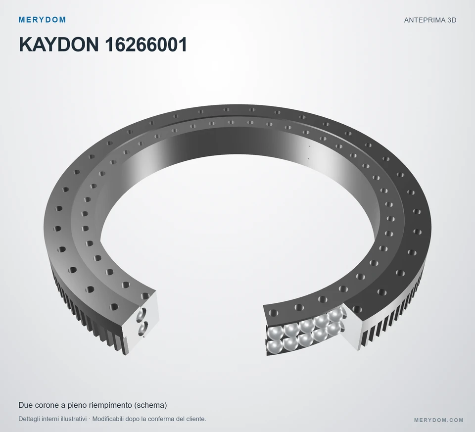 Anteprima del modello 3D del cuscinetto di rotazione sostitutivo MERYDOM per KAYDON 16266001.