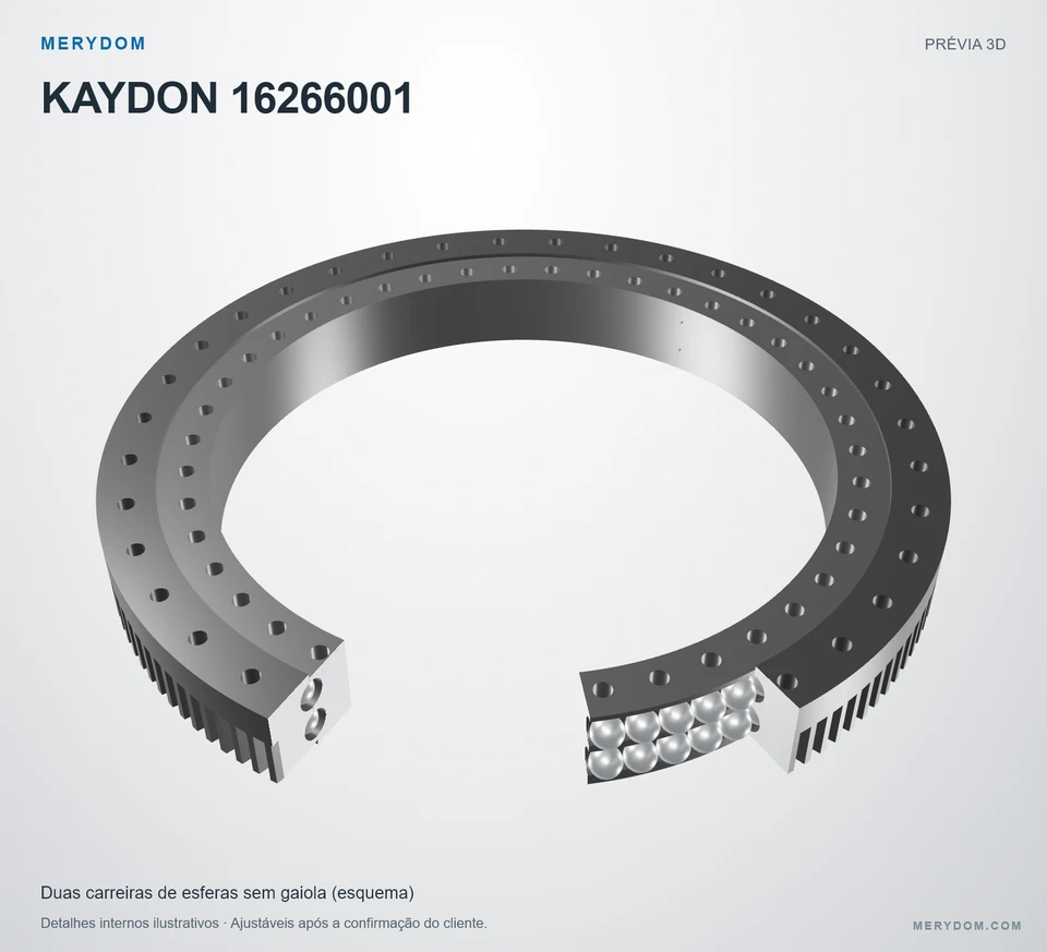 Prévia do modelo 3D do rolamento de giro de substituição MERYDOM para KAYDON 16266001.