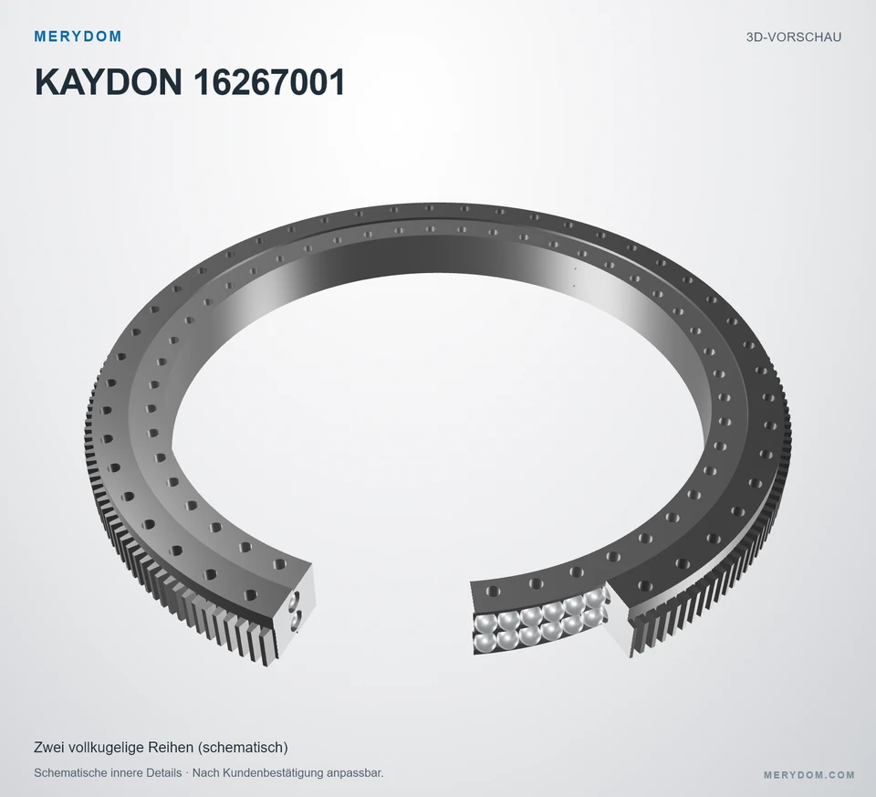 Vorschau des 3D-Modells des MERYDOM-Ersatzdrehkranzes für KAYDON 16267001.