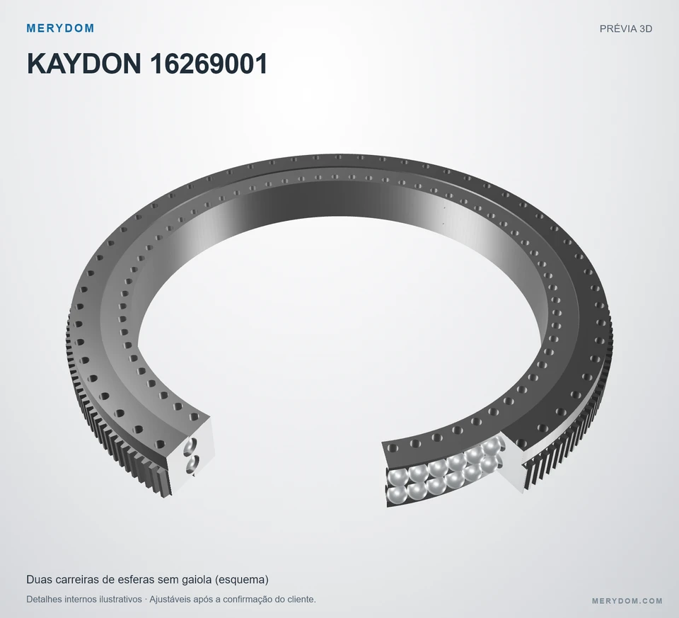 Prévia do modelo 3D do rolamento de giro de substituição MERYDOM para KAYDON 16269001.