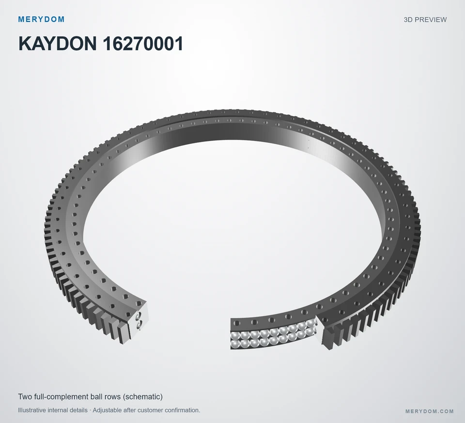 3D model preview of the MERYDOM replacement slewing bearing for KAYDON 16270001.