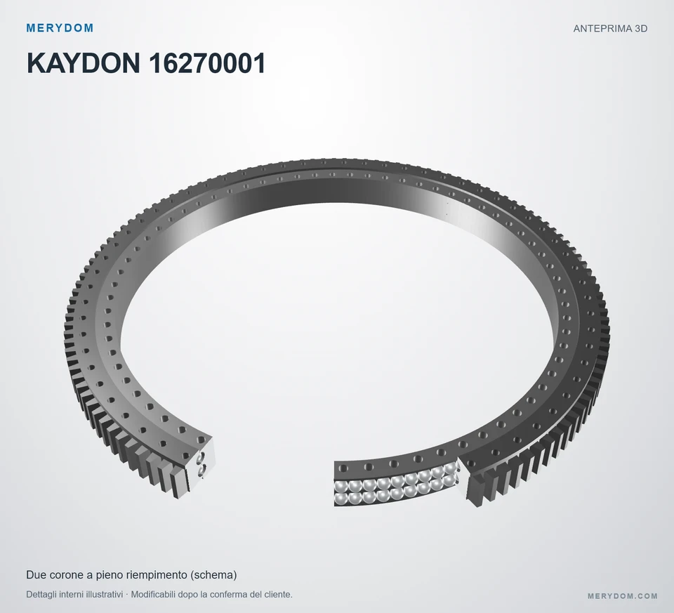 Anteprima del modello 3D del cuscinetto di rotazione sostitutivo MERYDOM per KAYDON 16270001.