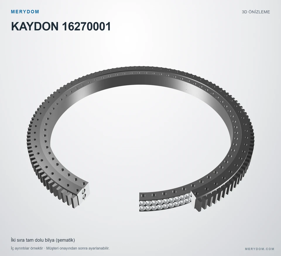 KAYDON 16270001 için MERYDOM muadil döner tabla rulmanının 3D model önizlemesi.