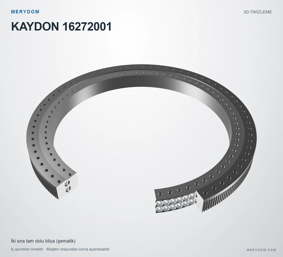 KAYDON 16272001 için MERYDOM muadil döner tabla rulmanının 3D model önizlemesi.