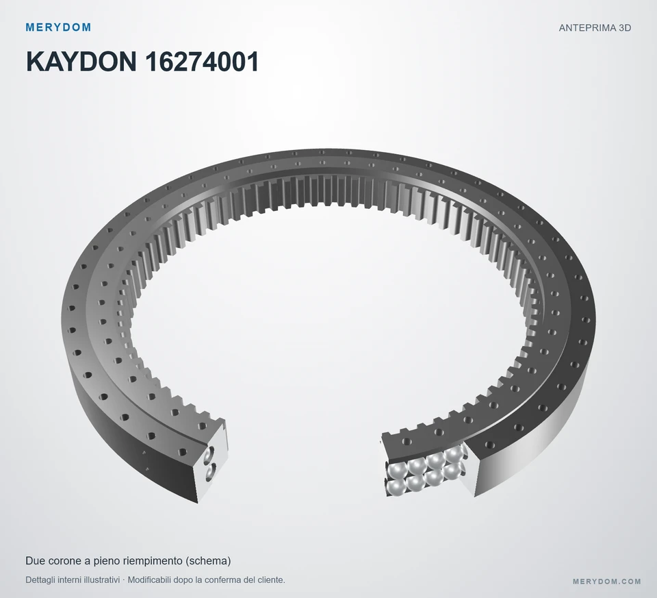 Anteprima del modello 3D del cuscinetto di rotazione sostitutivo MERYDOM per KAYDON 16274001.