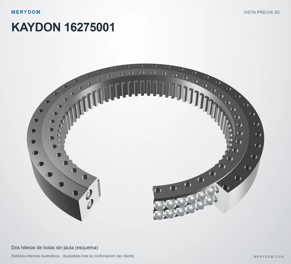 Vista previa del modelo 3D de la corona de giro de sustitución MERYDOM para KAYDON 16275001.