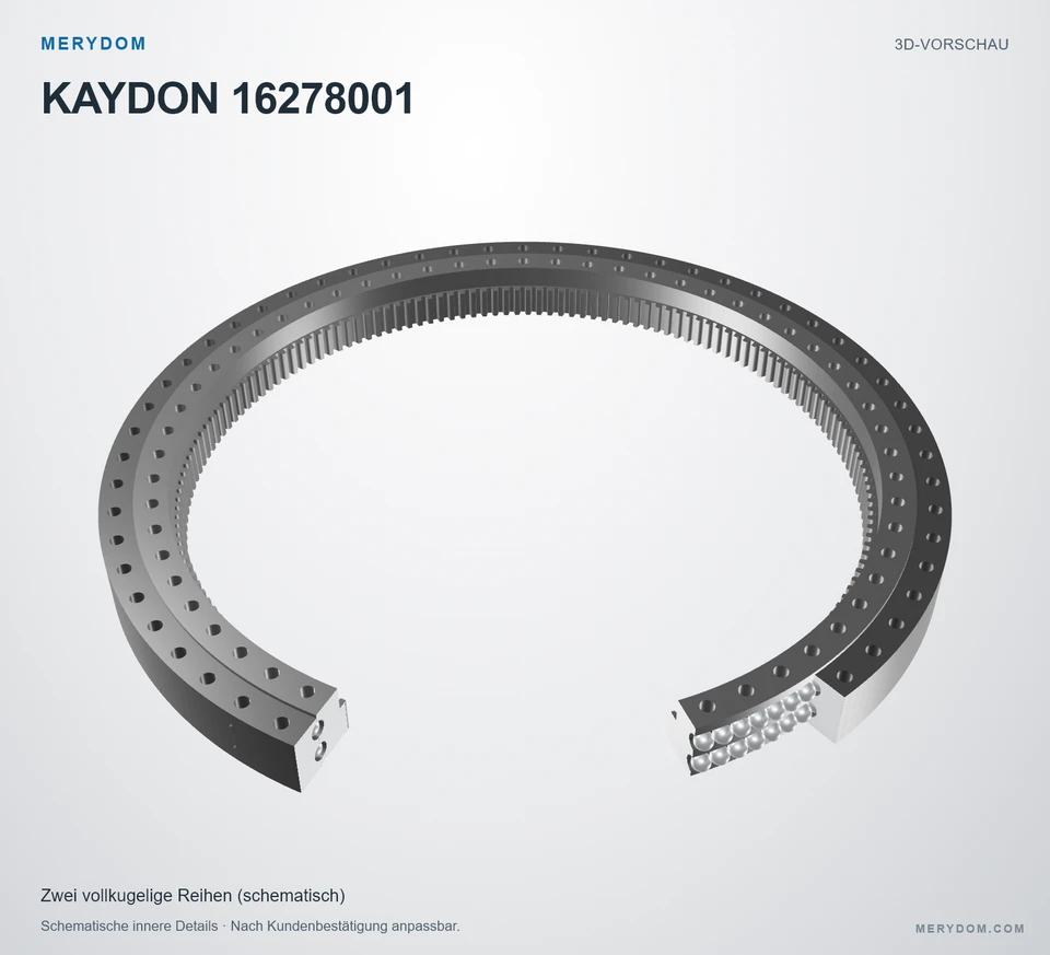 Vorschau des 3D-Modells des MERYDOM-Ersatzdrehkranzes für KAYDON 16278001.