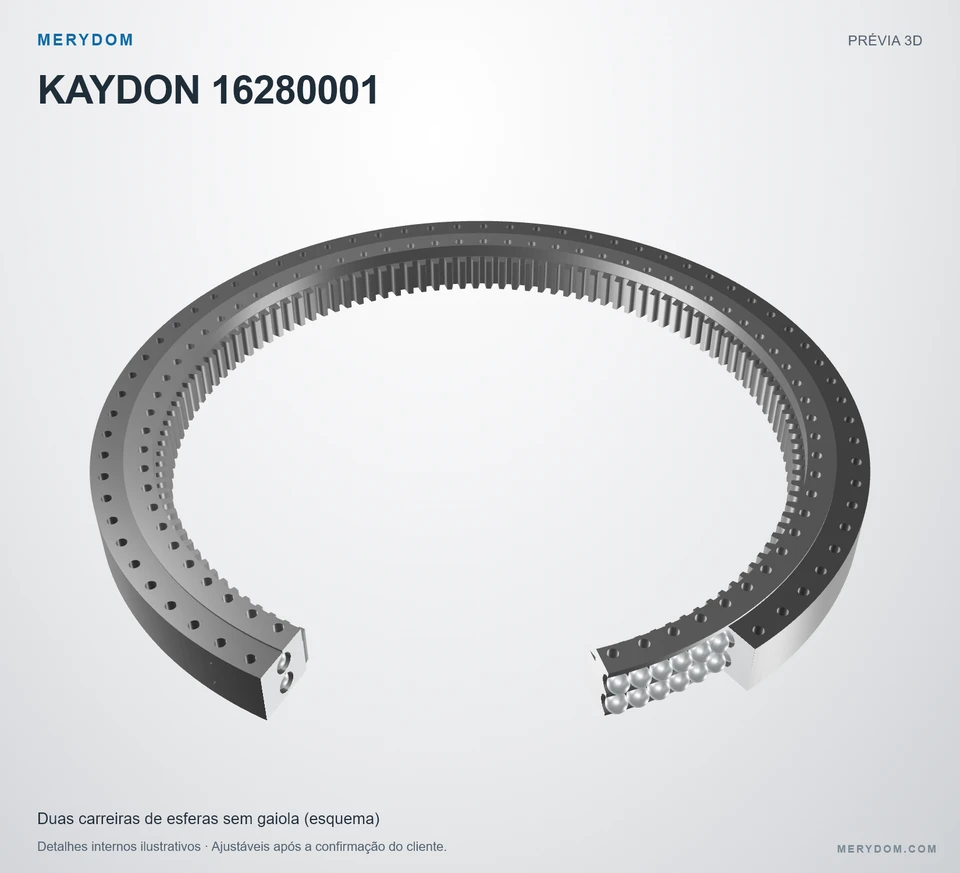Prévia do modelo 3D do rolamento de giro de substituição MERYDOM para KAYDON 16280001.