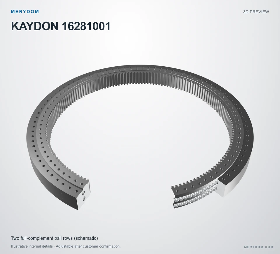 3D model preview of the MERYDOM replacement slewing bearing for KAYDON 16281001.