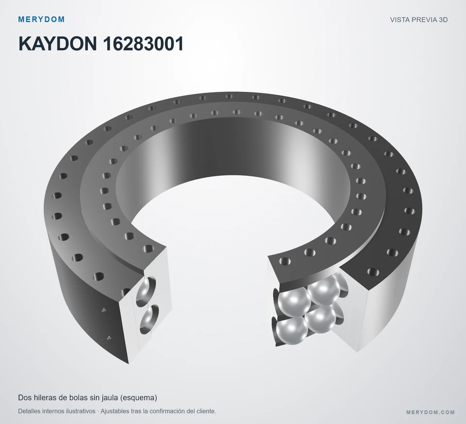 Vista previa del modelo 3D de la corona de giro de sustitución MERYDOM para KAYDON 16283001.