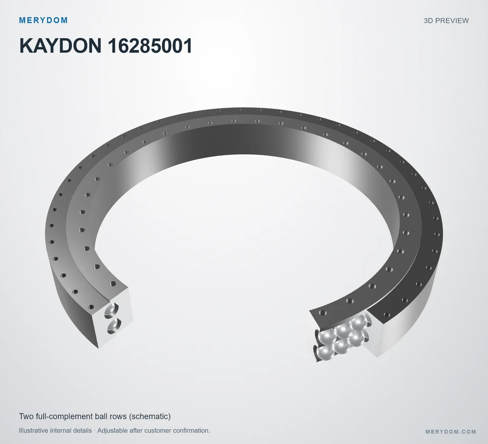3D model preview of the MERYDOM replacement slewing bearing for KAYDON 16285001.