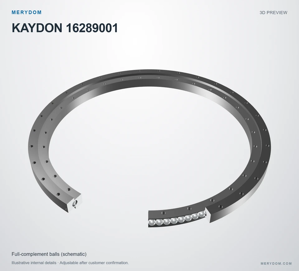 3D model preview of the MERYDOM replacement slewing bearing for KAYDON 16289001.