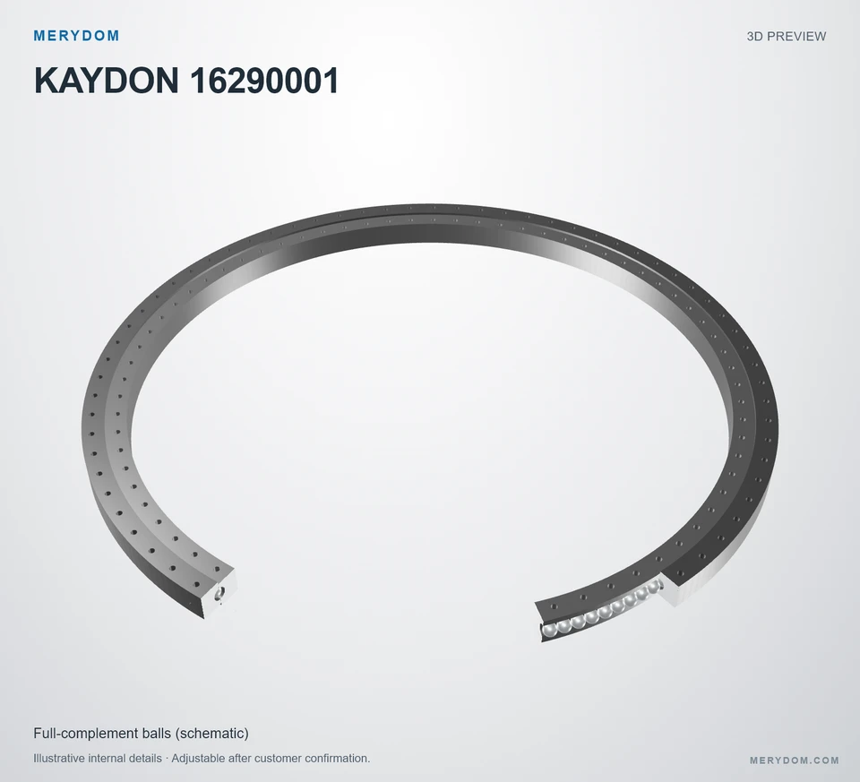 3D model preview of the MERYDOM replacement slewing bearing for KAYDON 16290001.