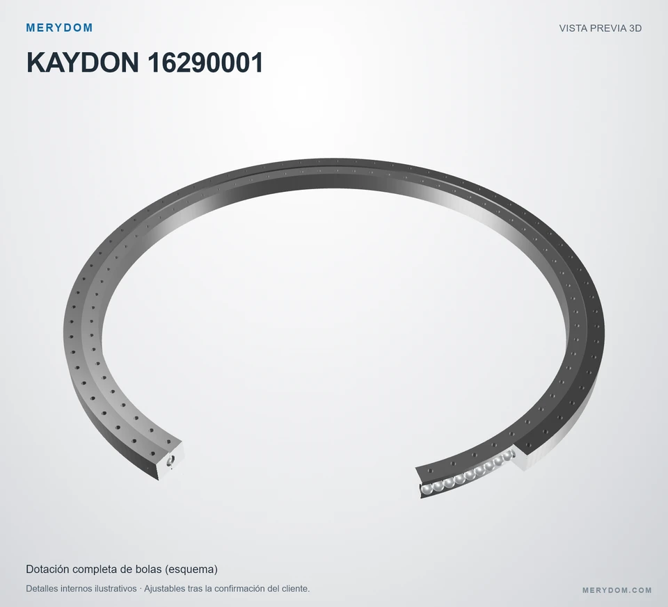 Vista previa del modelo 3D de la corona de giro de sustitución MERYDOM para KAYDON 16290001.