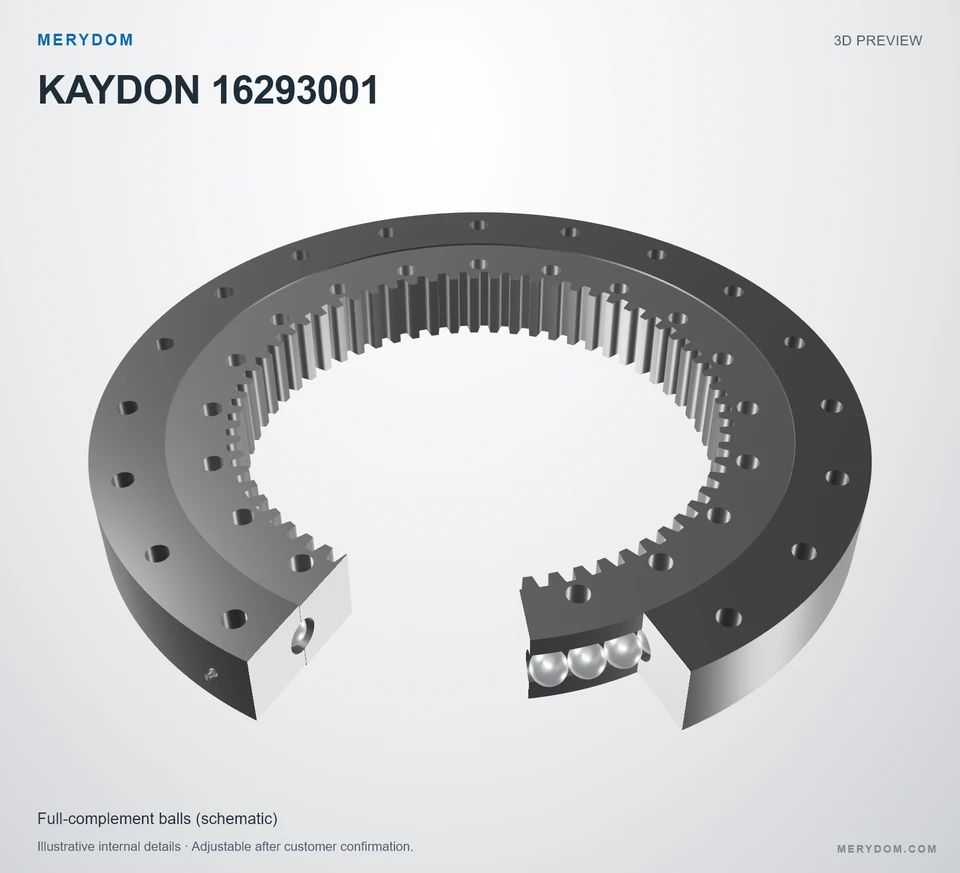 3D model preview of the MERYDOM replacement slewing bearing for KAYDON 16293001.