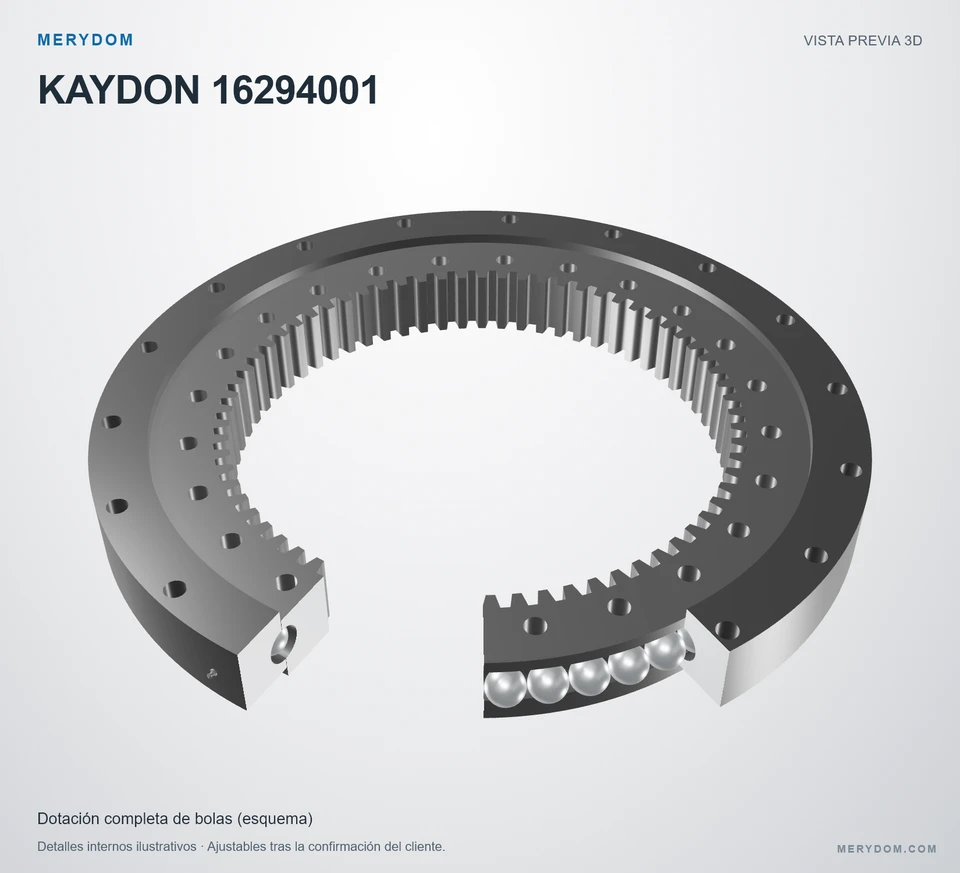 Vista previa del modelo 3D de la corona de giro de sustitución MERYDOM para KAYDON 16294001.