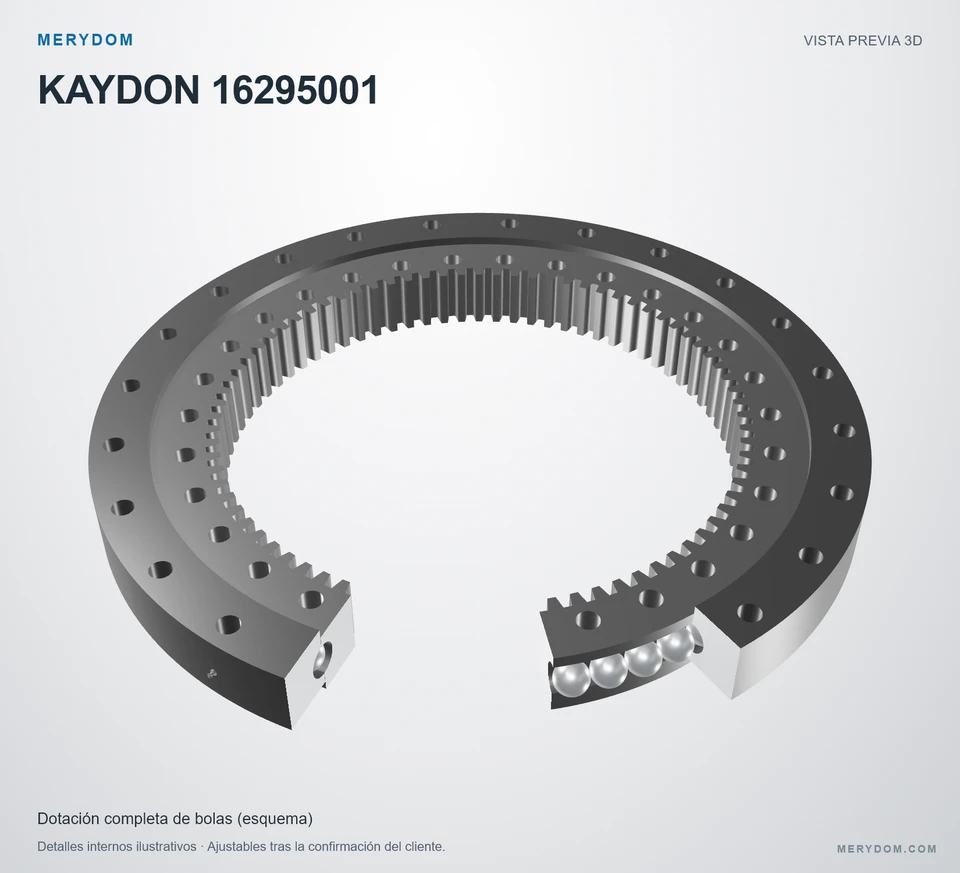 Vista previa del modelo 3D de la corona de giro de sustitución MERYDOM para KAYDON 16295001.