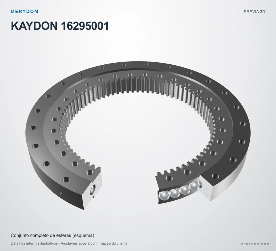 Prévia do modelo 3D do rolamento de giro de substituição MERYDOM para KAYDON 16295001.