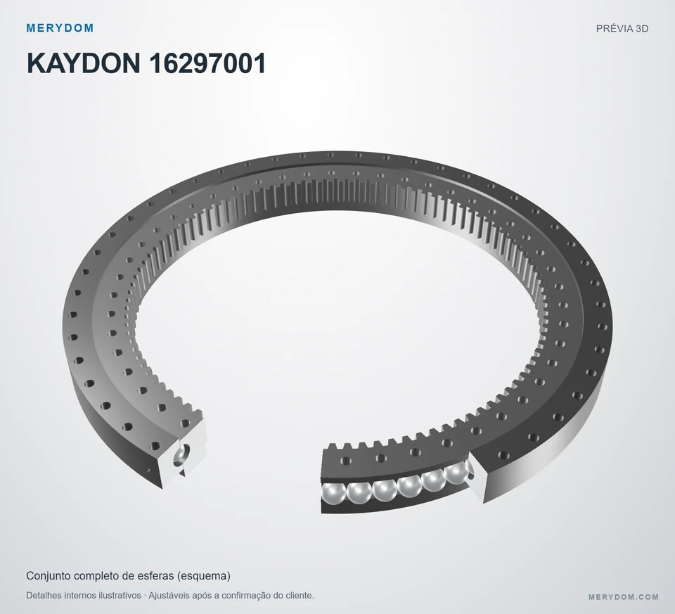 Prévia do modelo 3D do rolamento de giro de substituição MERYDOM para KAYDON 16297001.