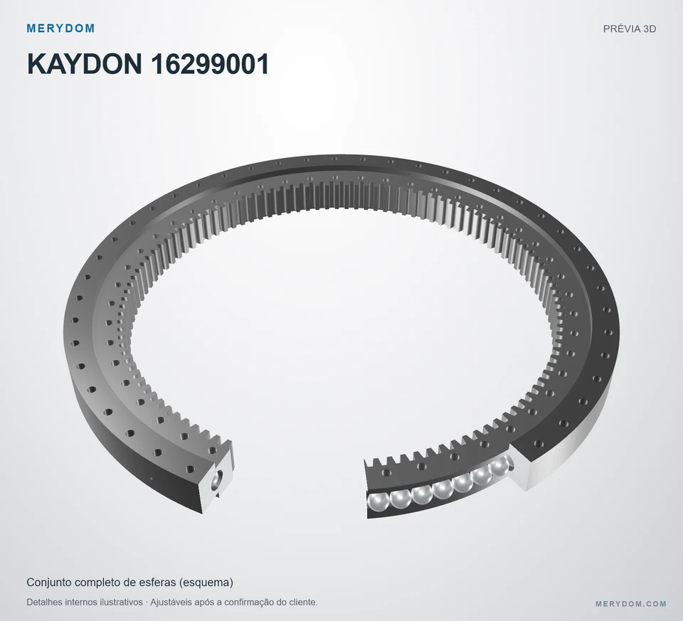 Prévia do modelo 3D do rolamento de giro de substituição MERYDOM para KAYDON 16299001.