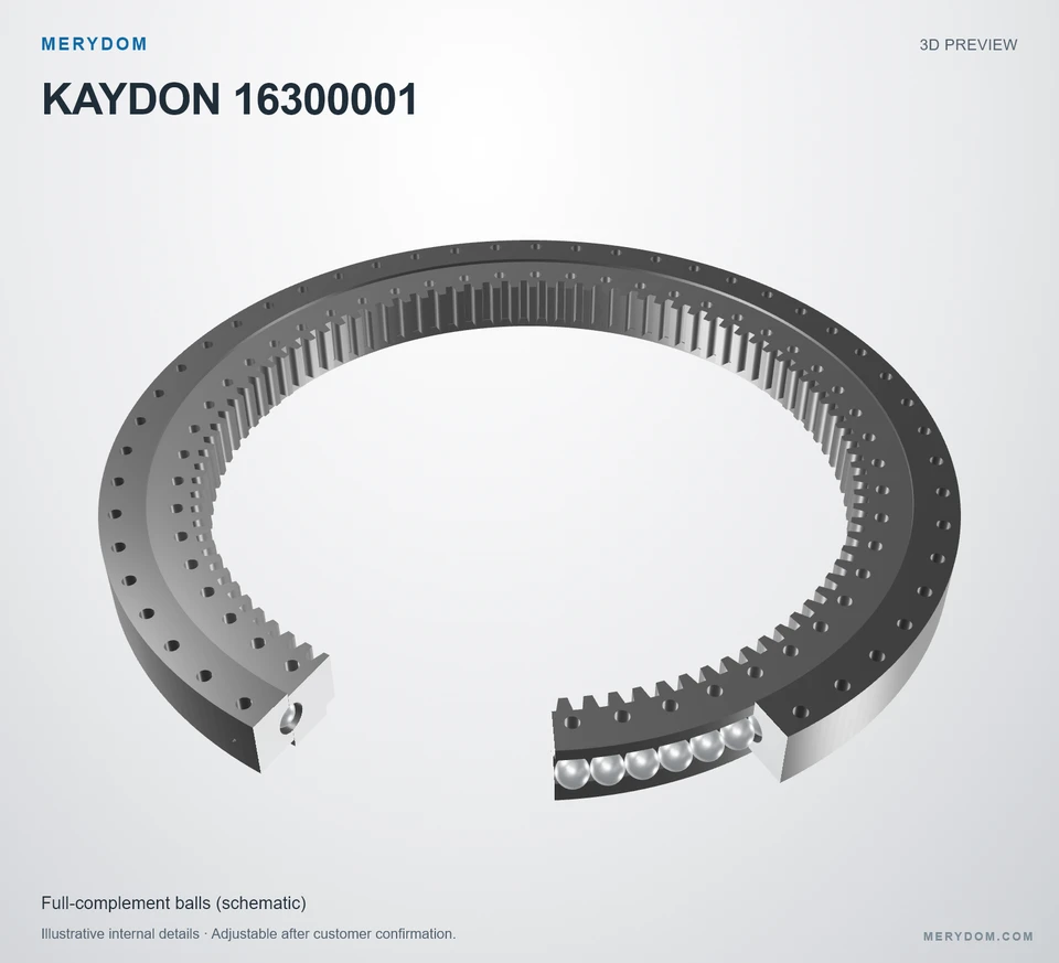 3D model preview of the MERYDOM replacement slewing bearing for KAYDON 16300001.