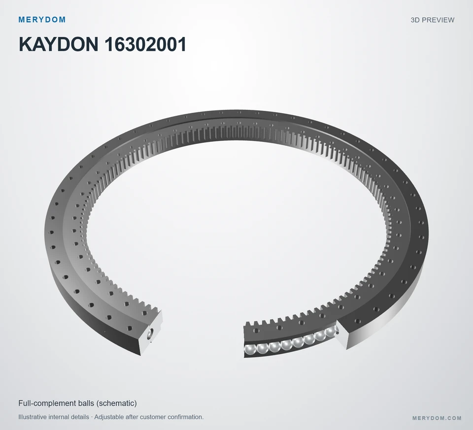 3D model preview of the MERYDOM replacement slewing bearing for KAYDON 16302001.