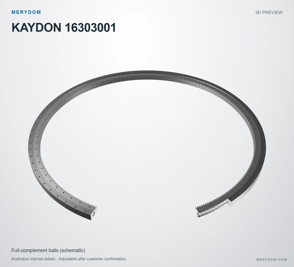 3D model preview of the MERYDOM replacement slewing bearing for KAYDON 16303001.