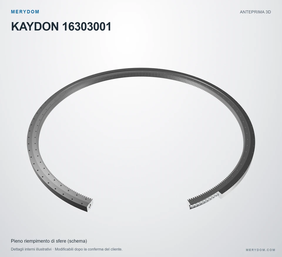 Anteprima del modello 3D del cuscinetto di rotazione sostitutivo MERYDOM per KAYDON 16303001.