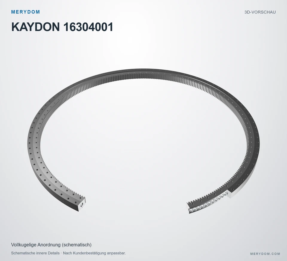 Vorschau des 3D-Modells des MERYDOM-Ersatzdrehkranzes für KAYDON 16304001.