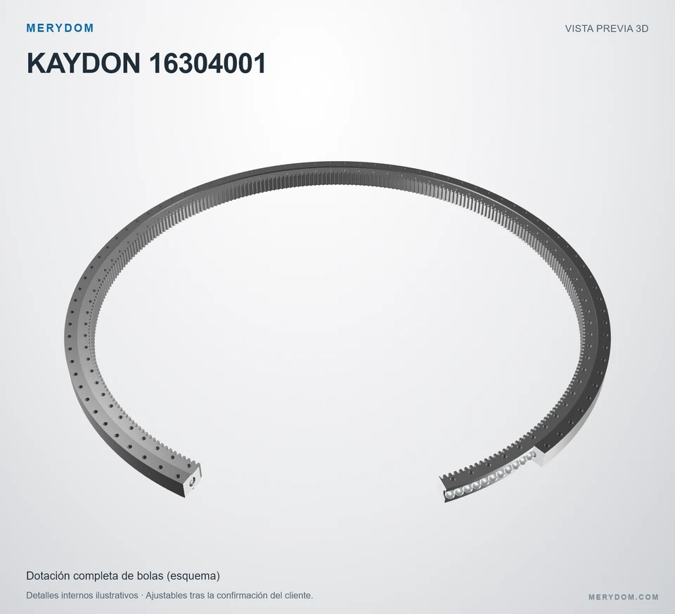 Vista previa del modelo 3D de la corona de giro de sustitución MERYDOM para KAYDON 16304001.