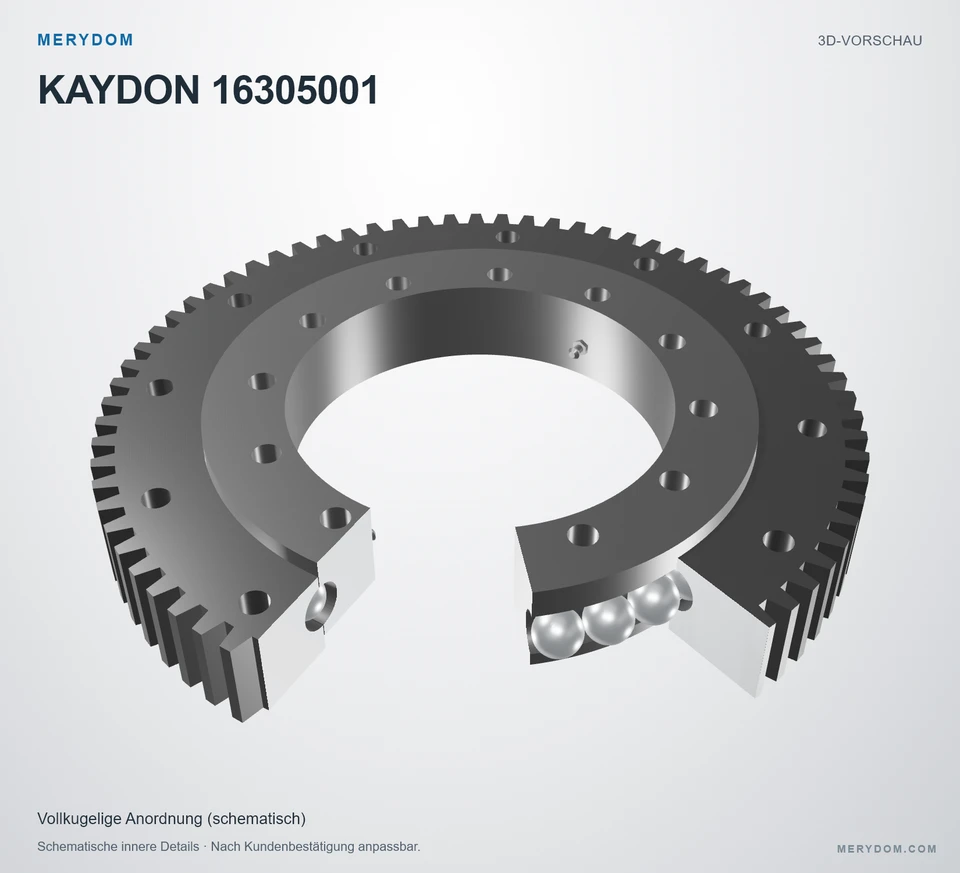 Vorschau des 3D-Modells des MERYDOM-Ersatzdrehkranzes für KAYDON 16305001.