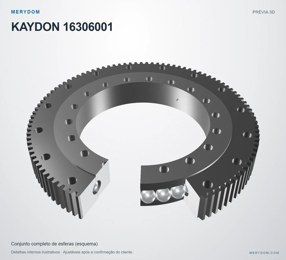 Prévia do modelo 3D do rolamento de giro de substituição MERYDOM para KAYDON 16306001.