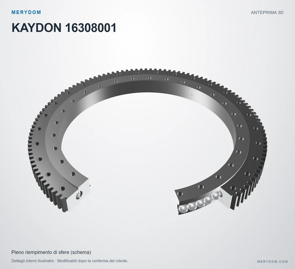 Anteprima del modello 3D del cuscinetto di rotazione sostitutivo MERYDOM per KAYDON 16308001.
