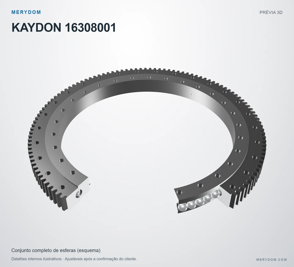 Prévia do modelo 3D do rolamento de giro de substituição MERYDOM para KAYDON 16308001.