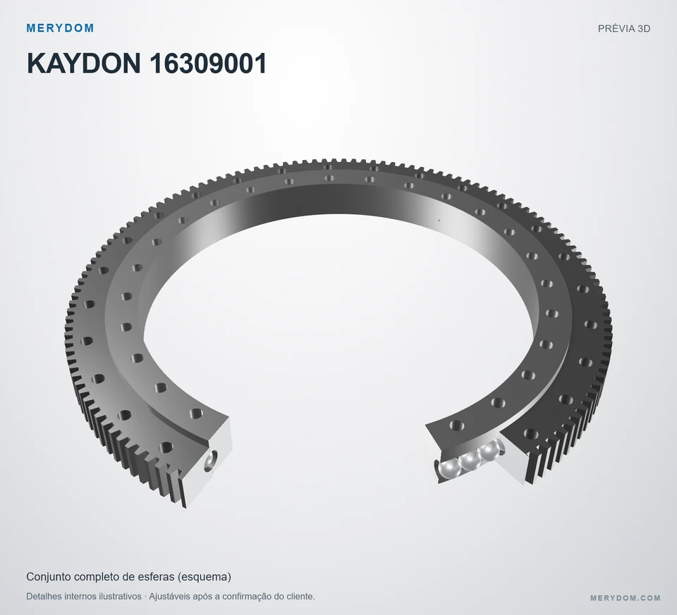Prévia do modelo 3D do rolamento de giro de substituição MERYDOM para KAYDON 16309001.