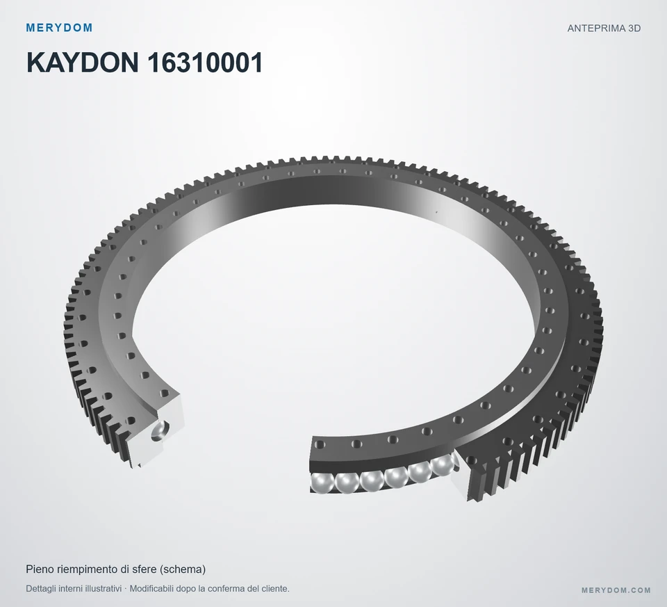 Anteprima del modello 3D del cuscinetto di rotazione sostitutivo MERYDOM per KAYDON 16310001.