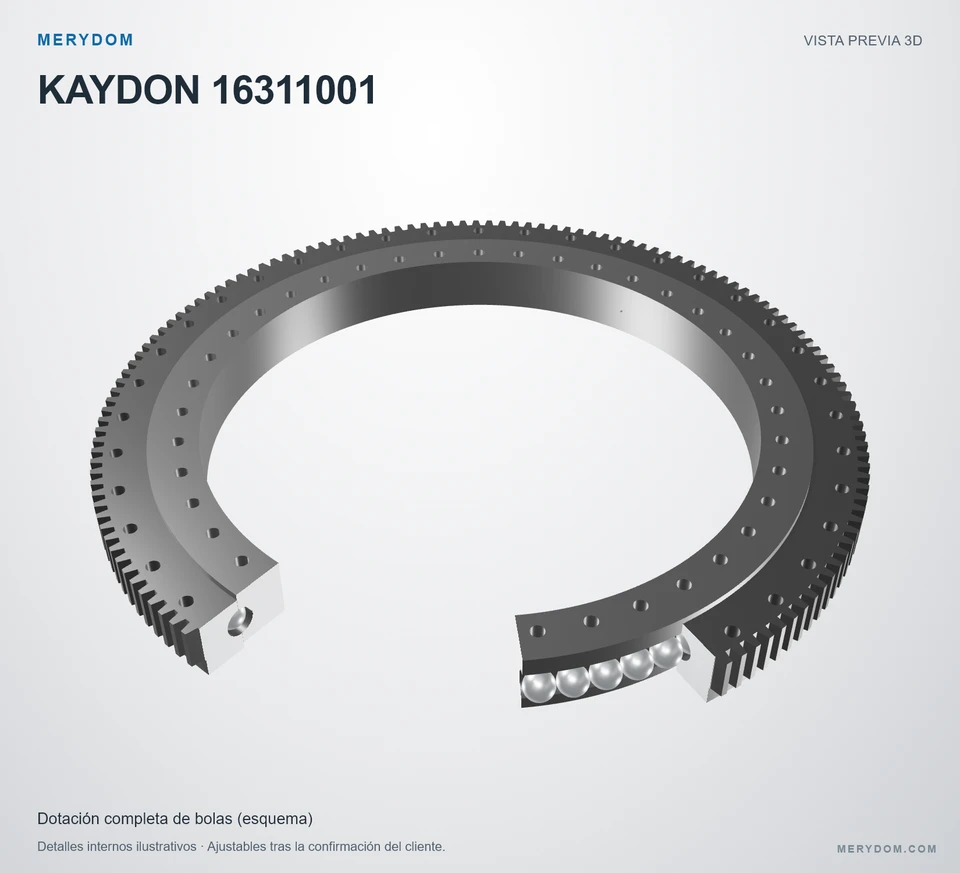 Vista previa del modelo 3D de la corona de giro de sustitución MERYDOM para KAYDON 16311001.