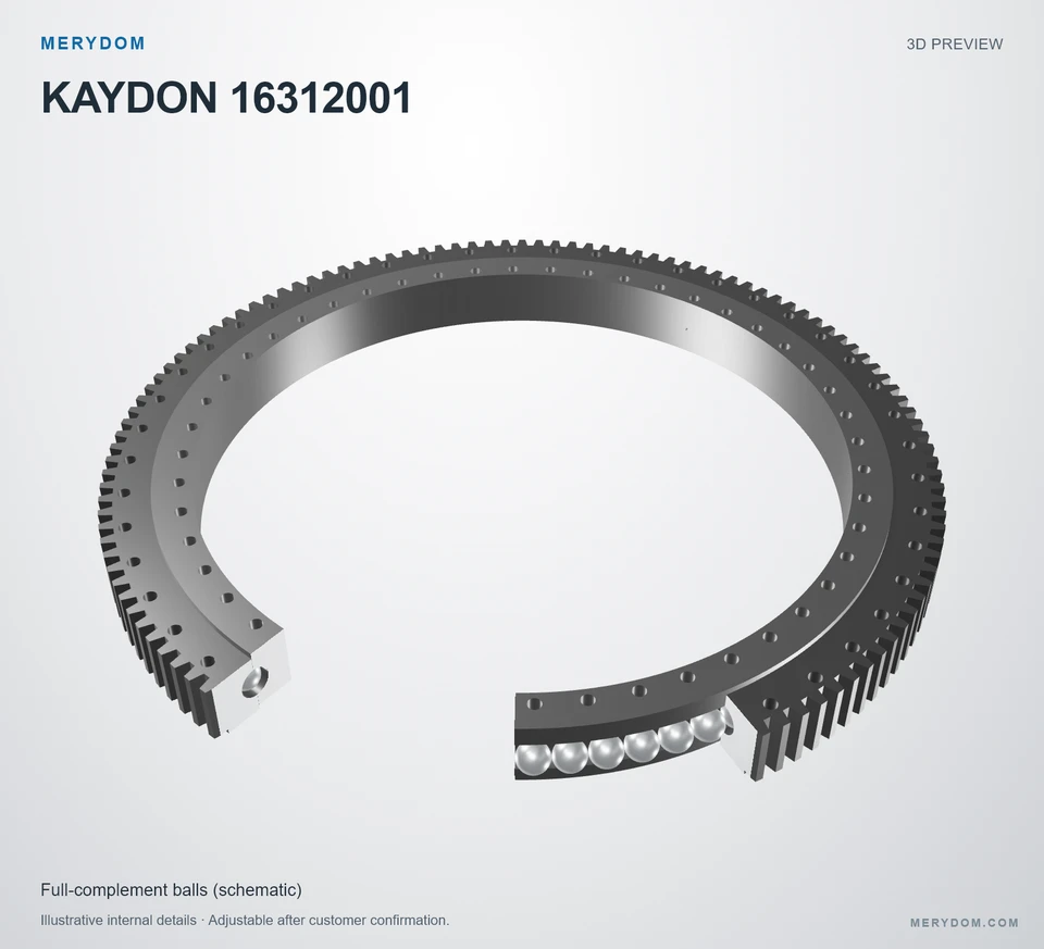 3D model preview of the MERYDOM replacement slewing bearing for KAYDON 16312001.